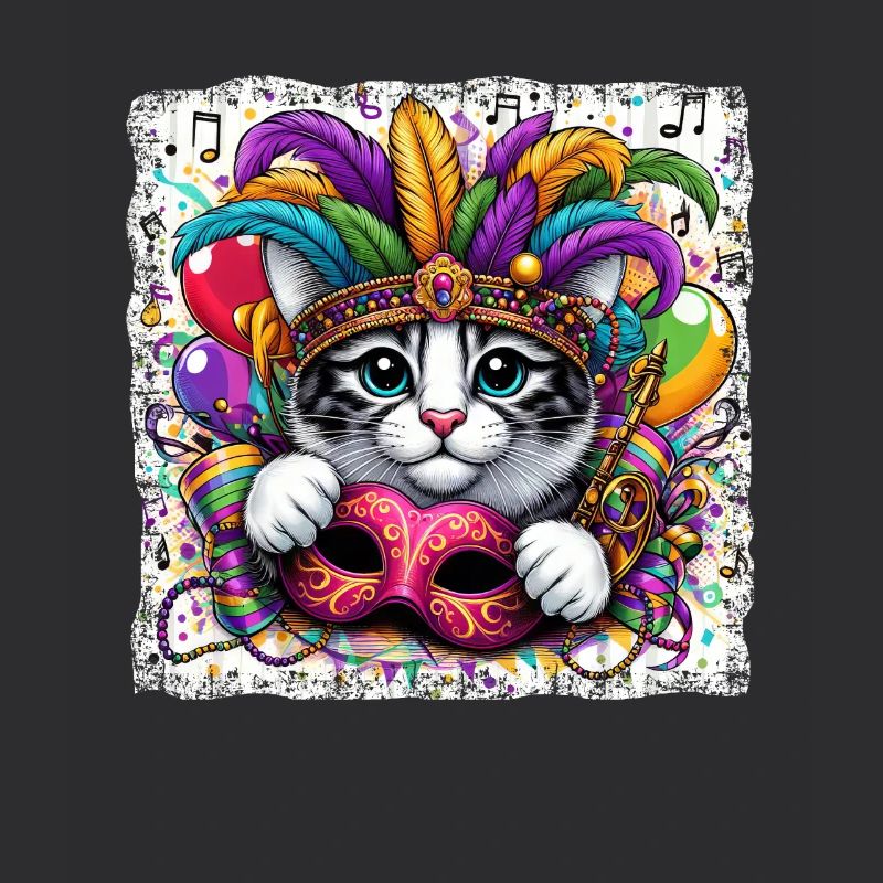 Mardi Gras Chat Masque Plume Coiffe