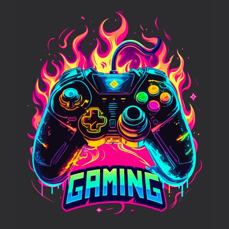 Gaming Controller Flames Art