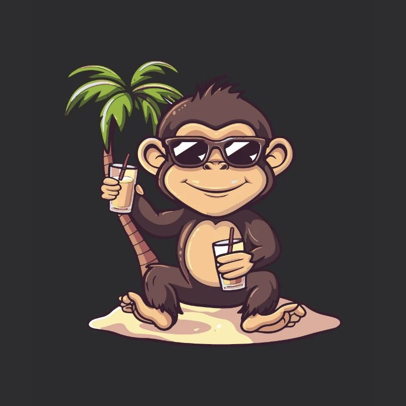 Affe Sommer Strand Comic