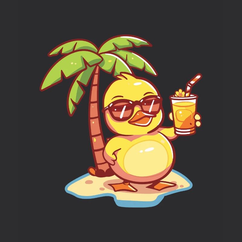 Ente Sommer Strand Comic