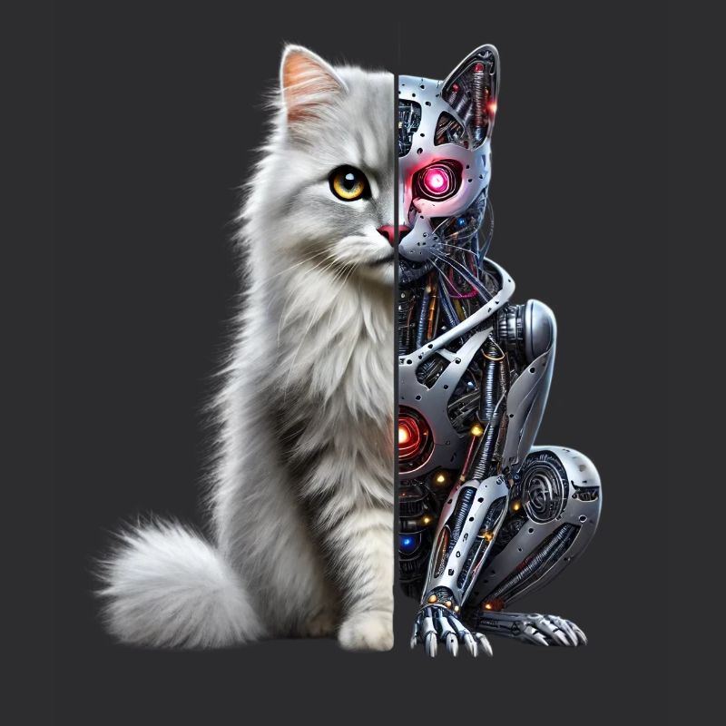 Drôle Robot Chat Tech Chats Cyborg Animal Chat