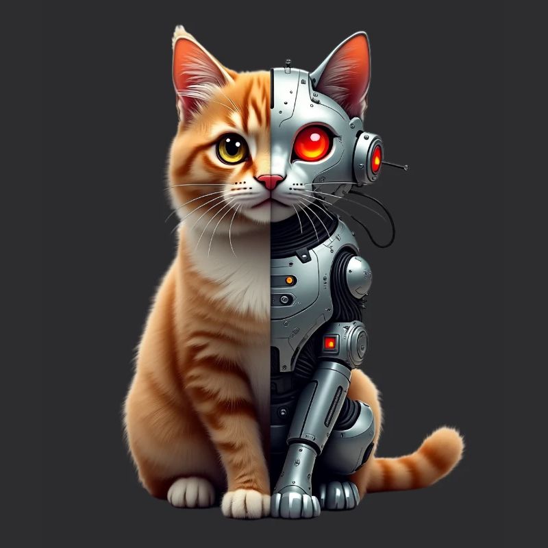 Drôle Robot Chat Tech Chats Cyborg Animal Chat