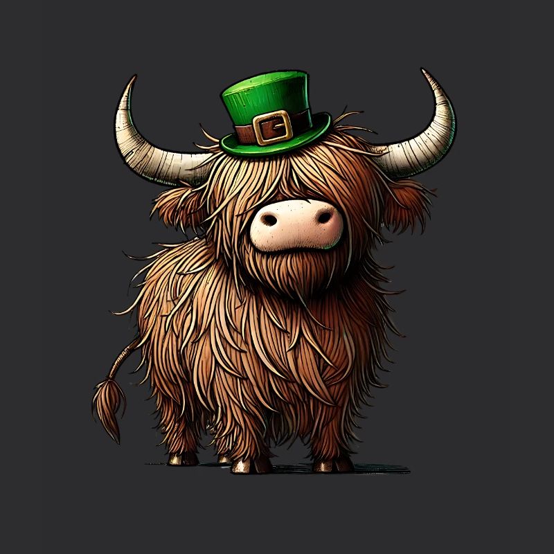 Irish Highland Cow Rustic St. Patrick's Day Design