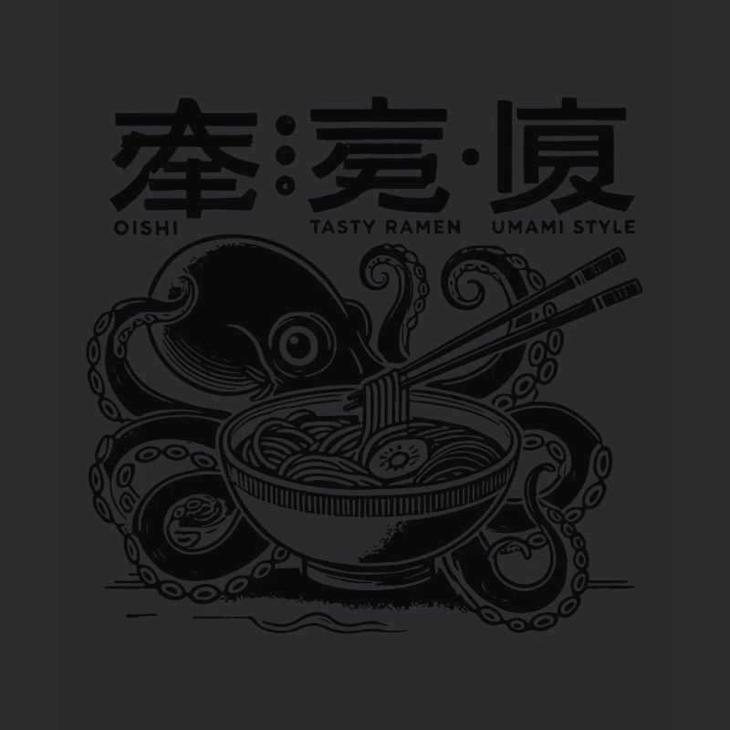 Oktopus isst Ramen Japan Retro Ukiyo-E