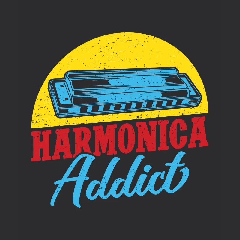 Funny Harmonica Player Addict Harmonica