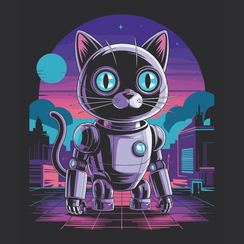 Funny Robot Engineer Design With Robot Cat