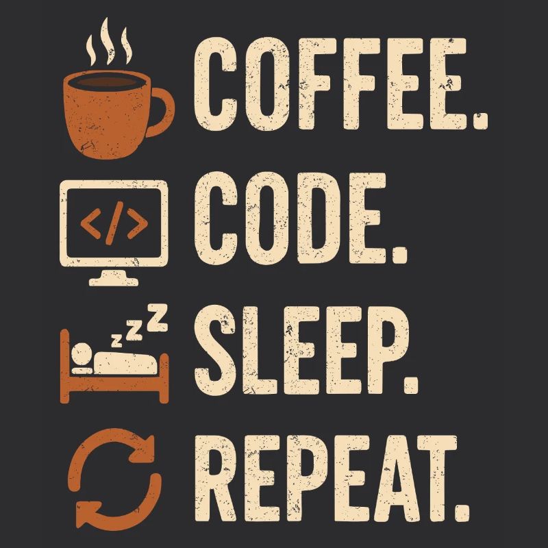 Geek-Coder-Routine – Kaffee, Code, Schlaf, mehr