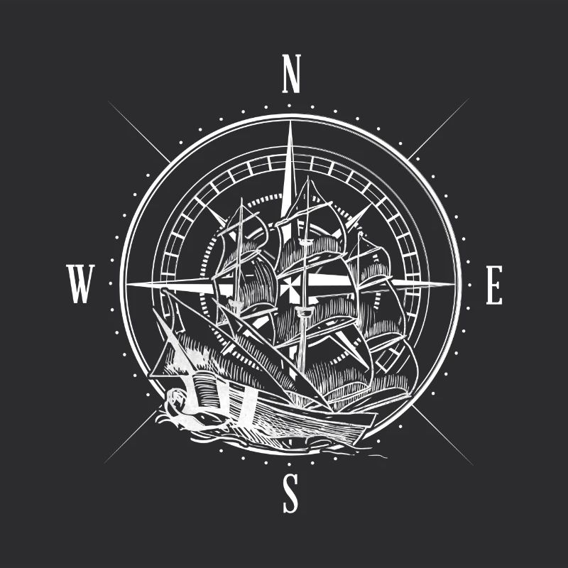 Cardinal directions compass sailor sailing ship