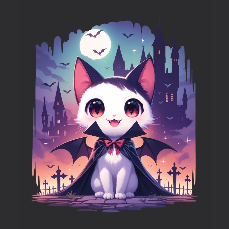 Chat vampire d’Halloween mignon