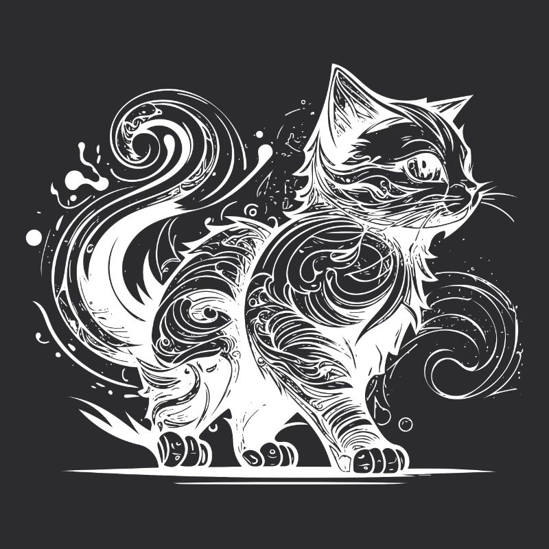Cute cat in tattoo style