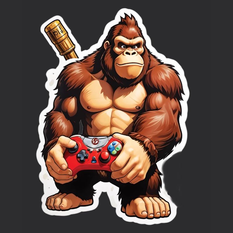 Retro Gamer Gorilla avec manette Jeux de console