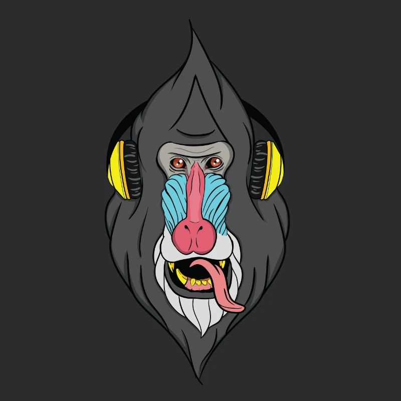 Affe mit Kopfhörer - Techno Affe