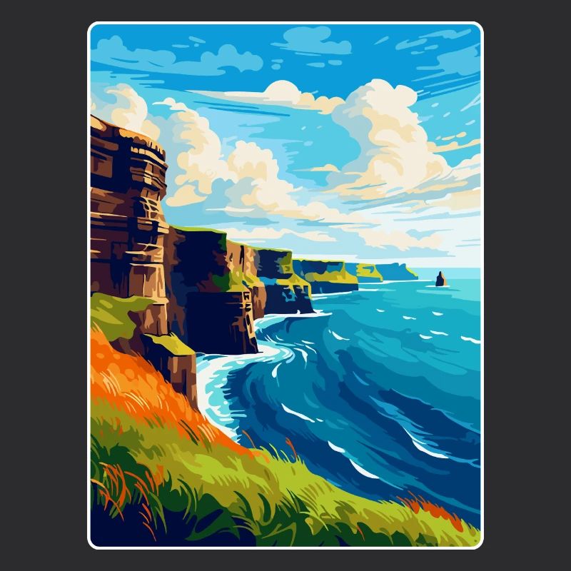 Falaises de Moher Irlande Royaume-Uni Affiche de voyage vintage