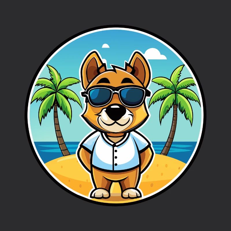 Sporting Lucas Terrier Chien Race Dessin Animé Plage