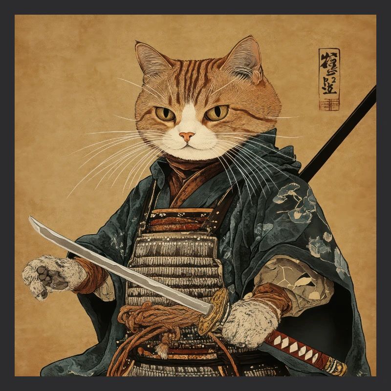 Cat Samurai Japan Ukiyo-E