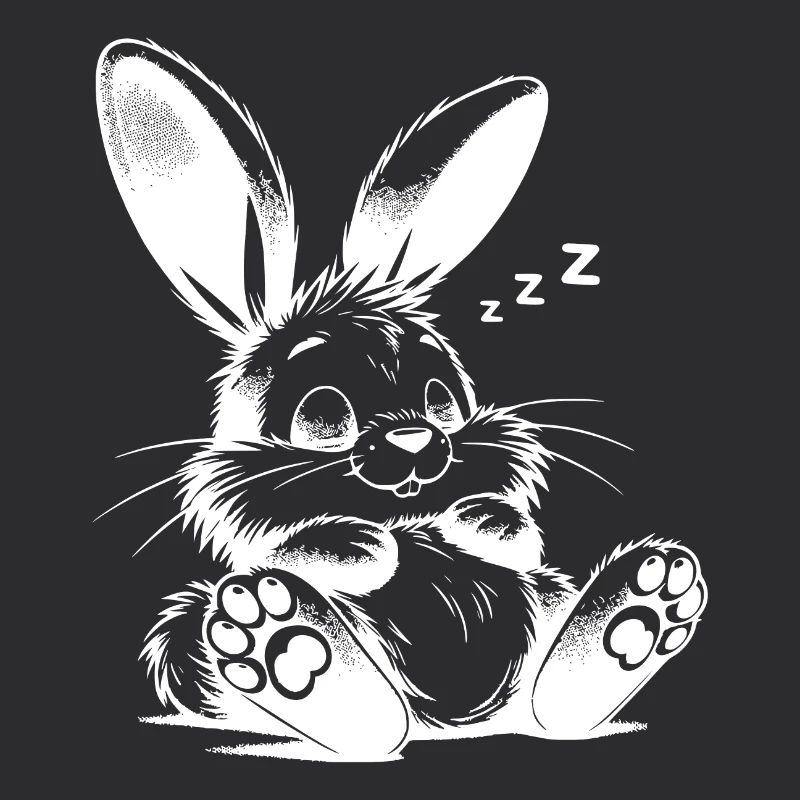 Mignon bébé lapin endormi avec de grandes oreilles