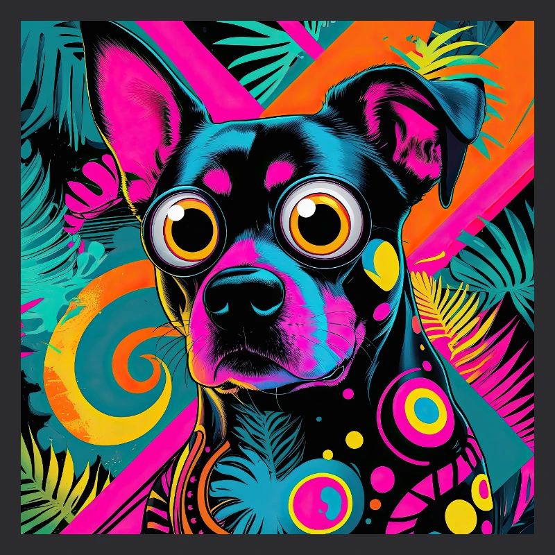 style de dessin animé de couleur néon chat chien art design cool