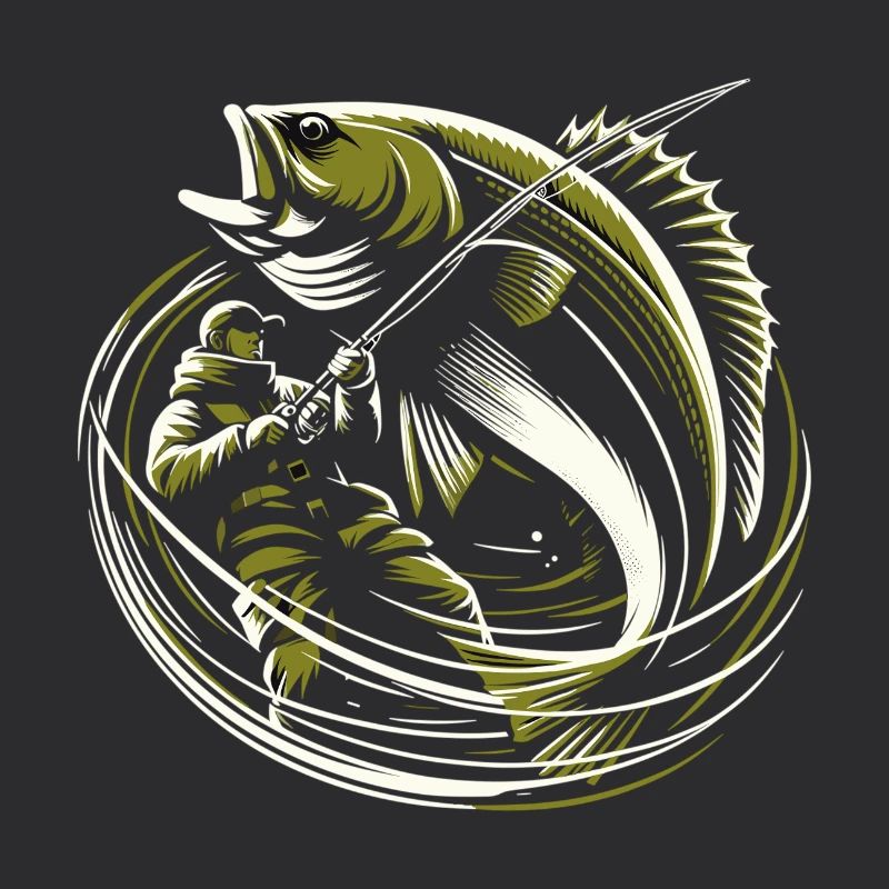 Pêche Pêcheur Morue Poisson Géant Vert Olive Cadeau