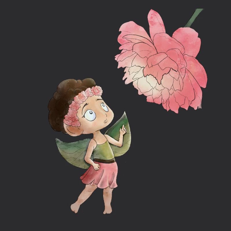 Magical fairy with peony
