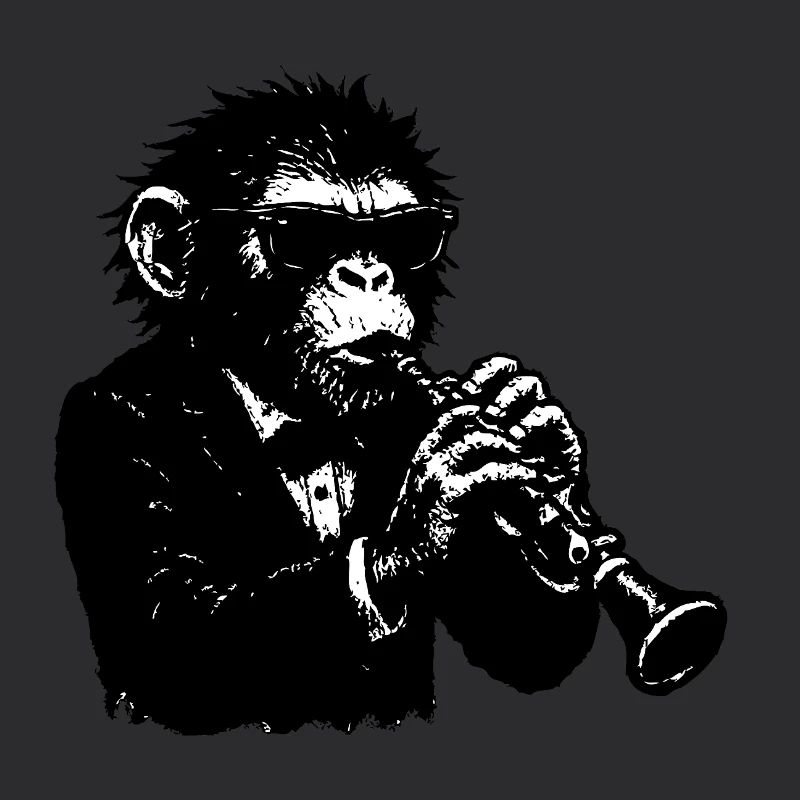 Clarinet monkey in the monkey orchestra