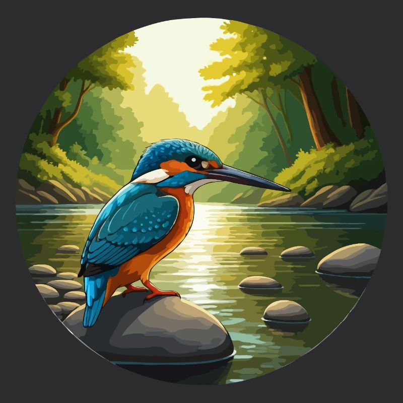 Eisvogel sitzt am Bach