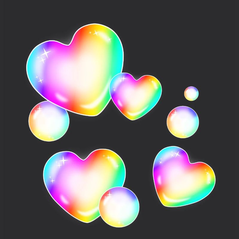 bunte Seifenblasen Herzform