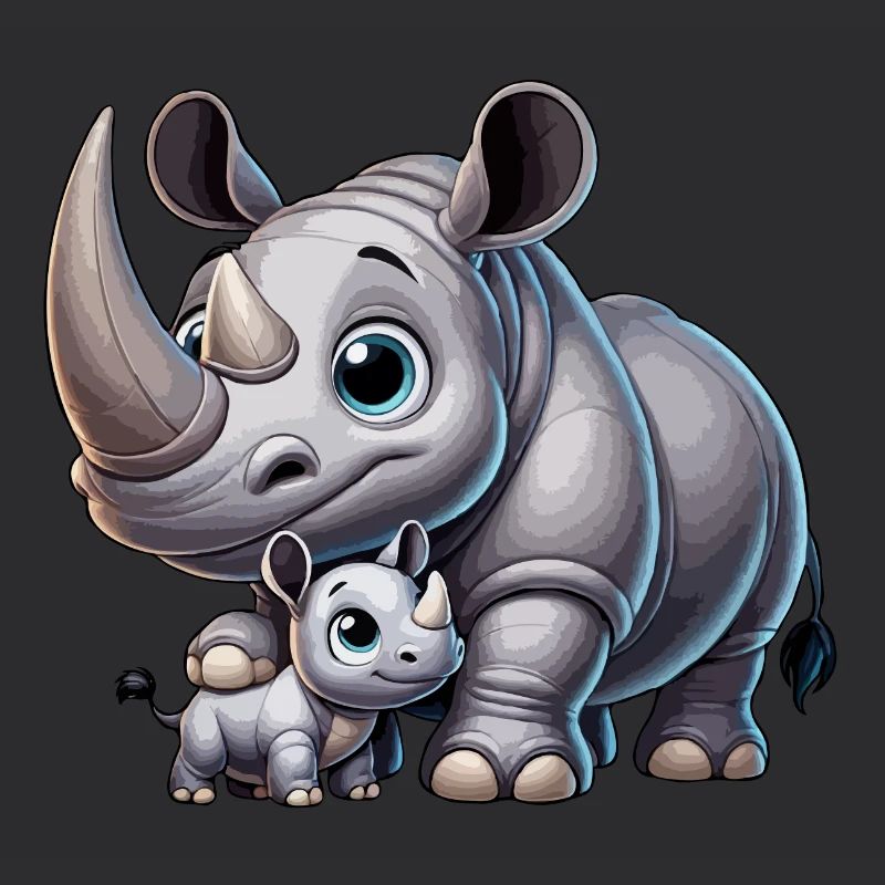 Nashornmutter mit Kind