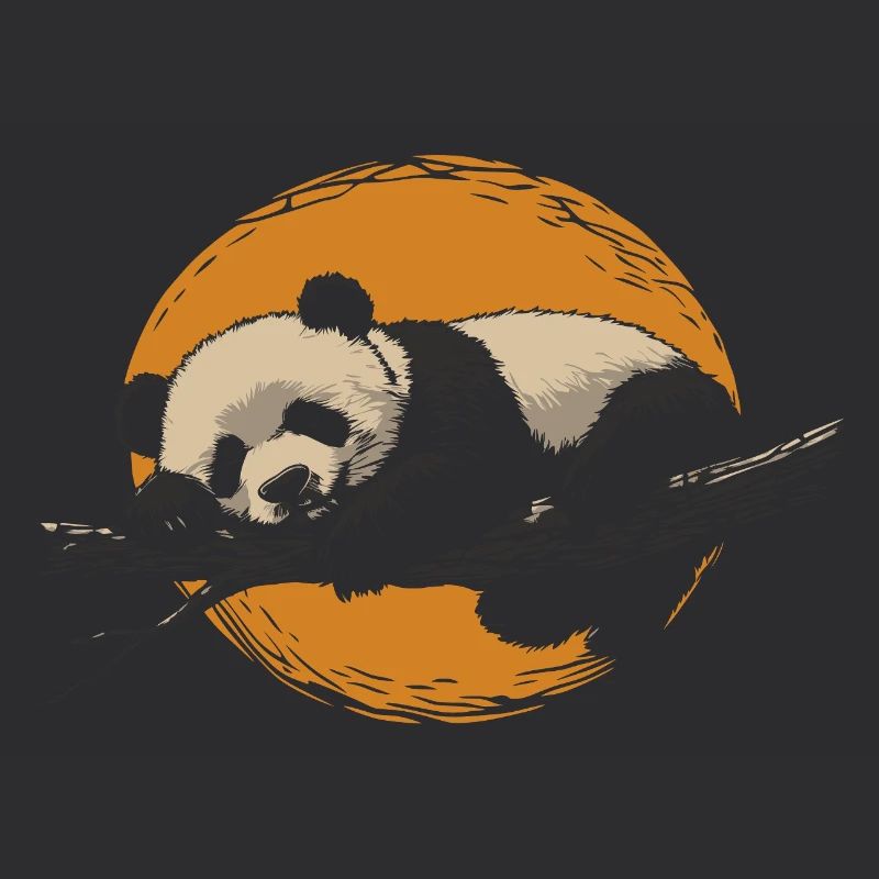 Panda dort avant le coucher du soleil millésime