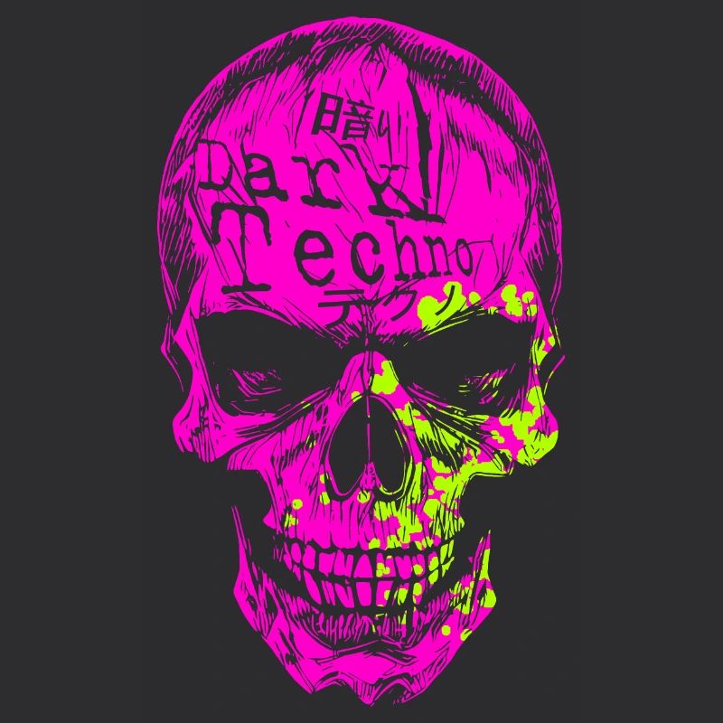 Crâne néon techno foncé