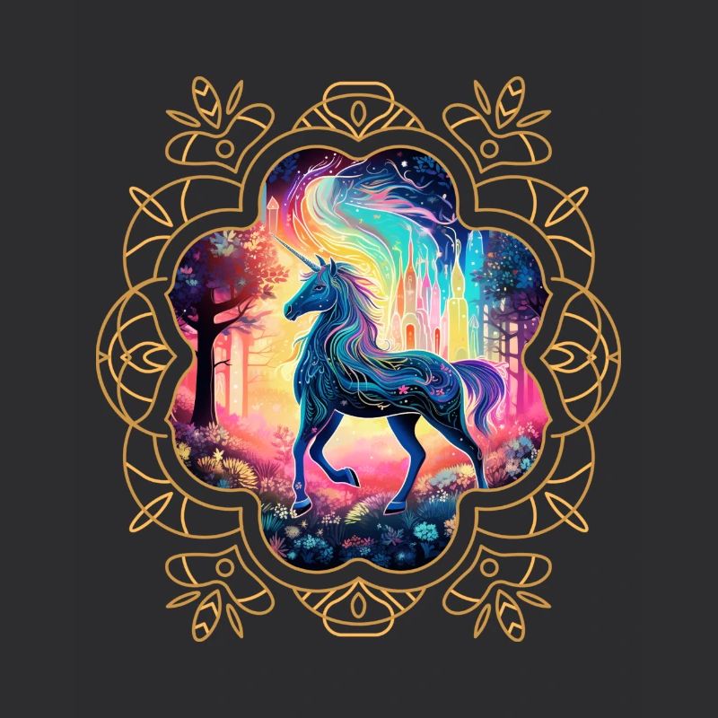 Unicorn beautifully decorated in a frame