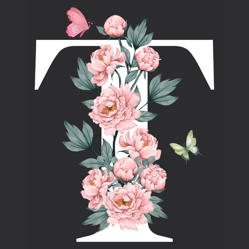 Buchstabe t Rosa Blumen
