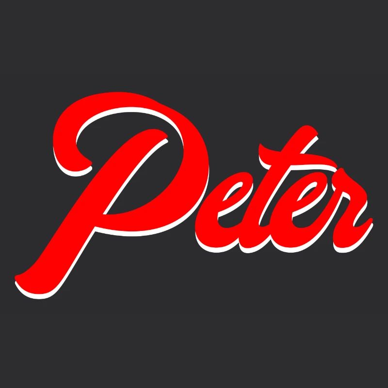 Vintage Red Script Name Peter Design