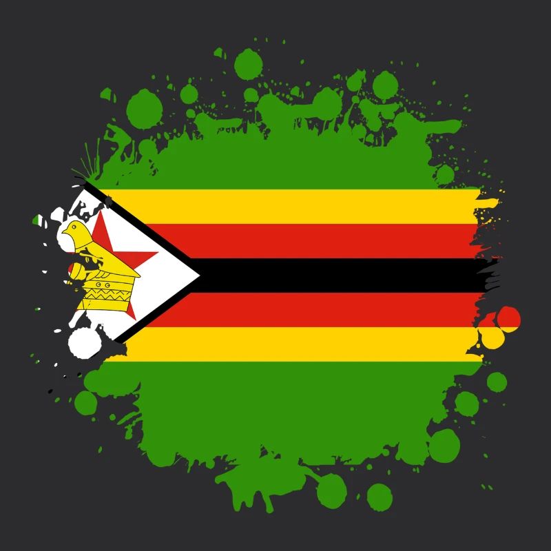 Simbabwe Flaggen Klecks