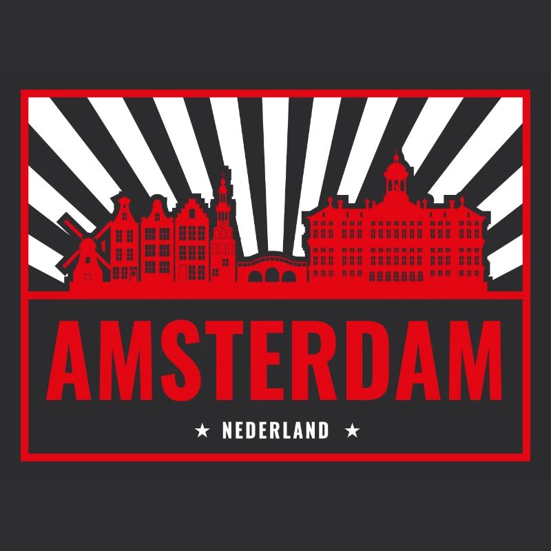 Amsterdam Skyline Rot Silhouette