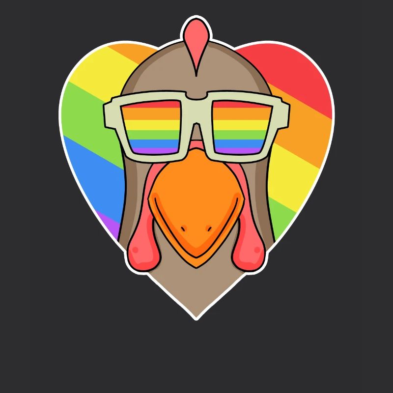 Regenbogen - Huhn mit Brille