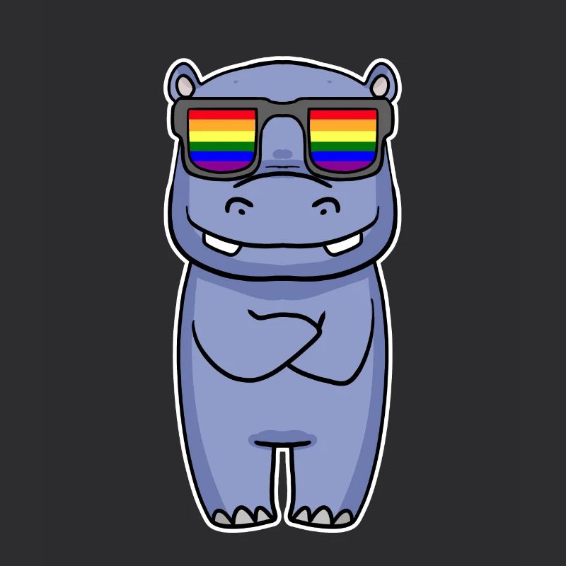 Regenbogen - Nilpferd mit Brille