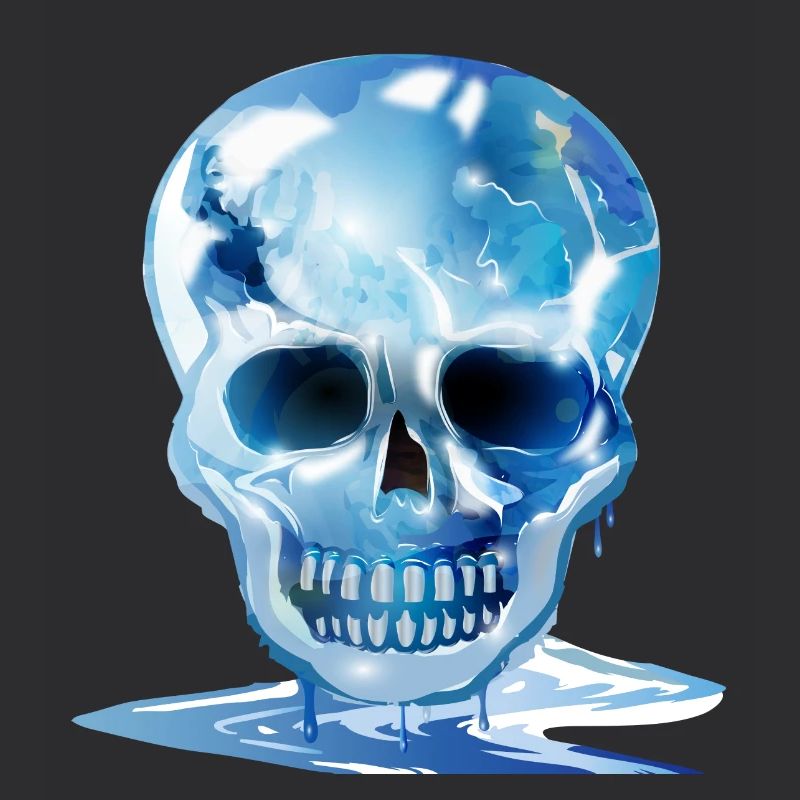 extravaganter schmelzender Totenkopf in Eis Farben