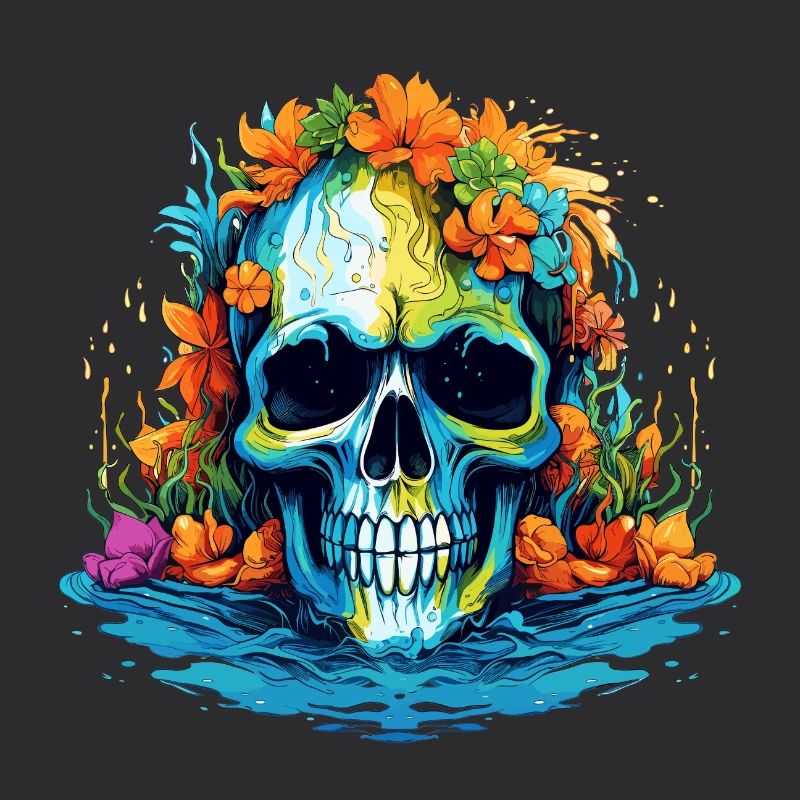 Crâne de Fleurs Tropicales