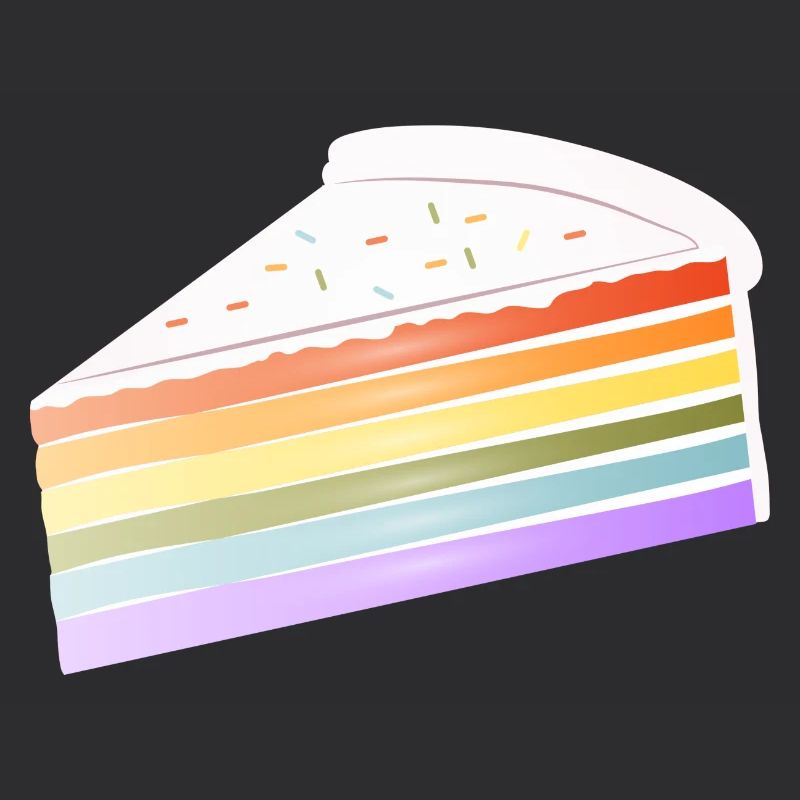 Morceau de gâteau arc-en-ciel aux couleurs pastel délicates