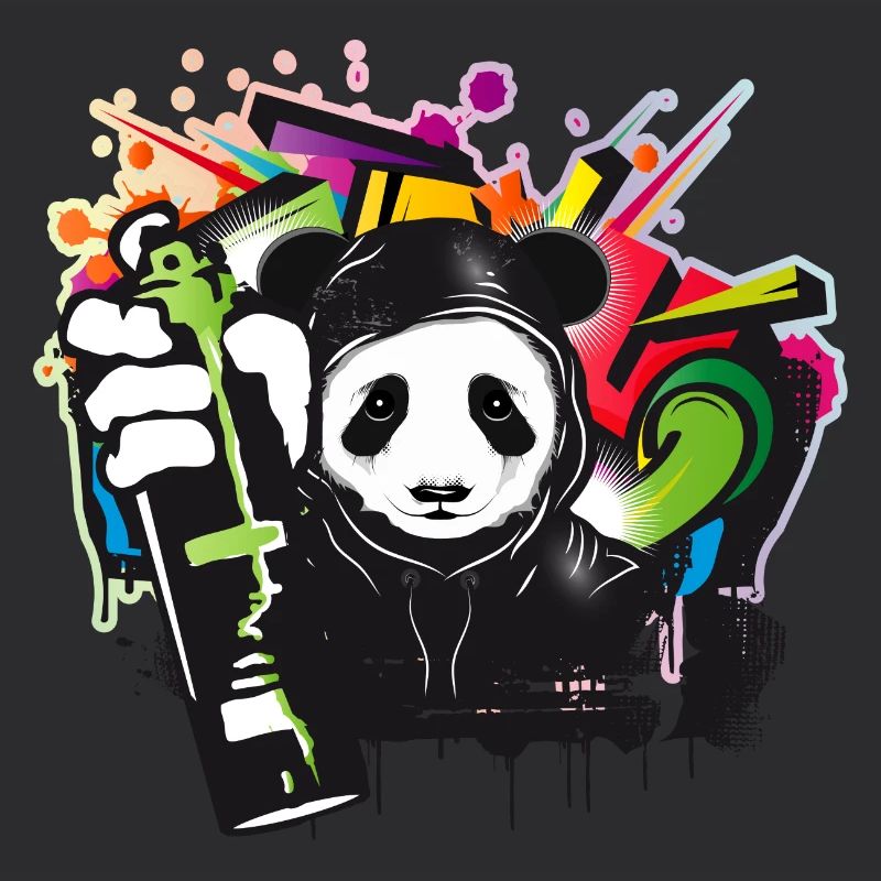 funny panda bear with graffiti and spray can