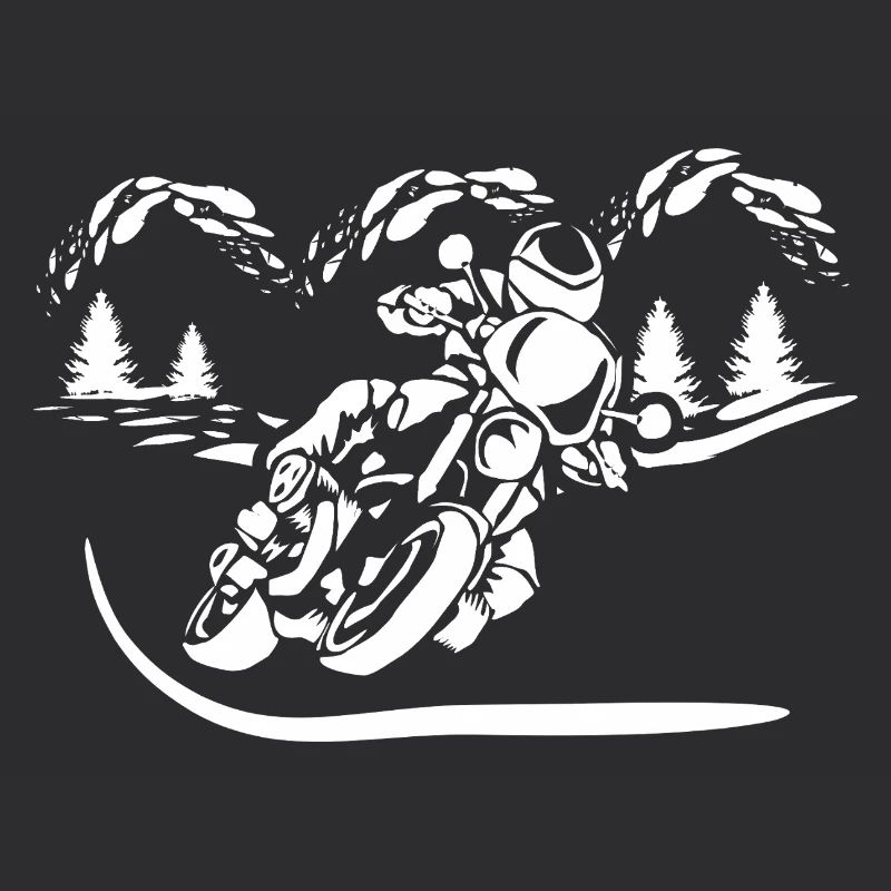 Motorcycle Forest Silhouette