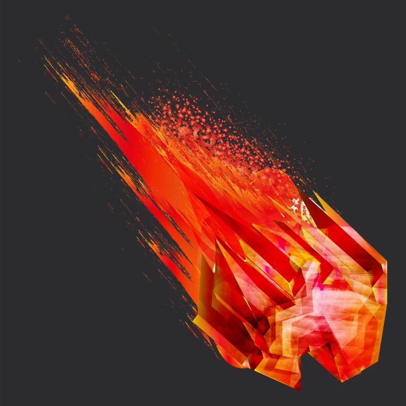 Glowing Asteroid with Fire Tail – Power Design