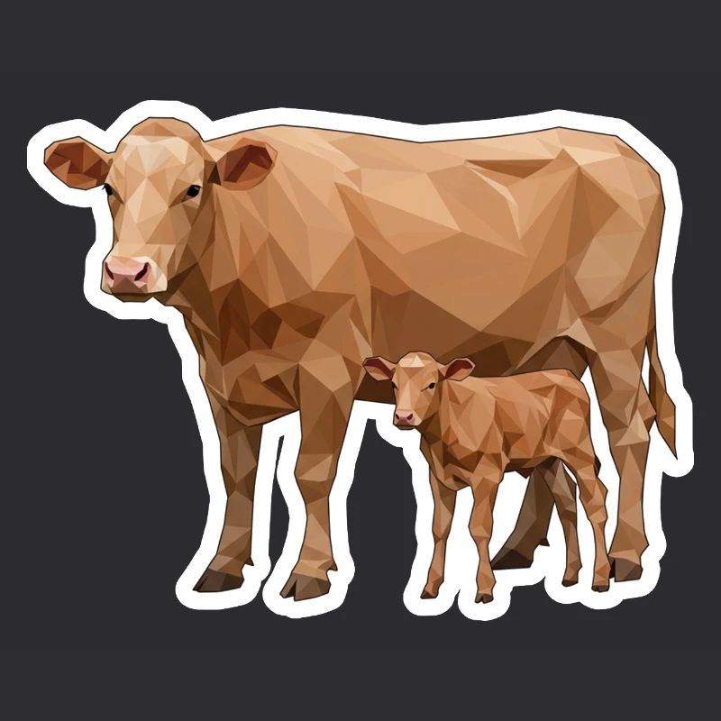 Vache et veau – L’art polygonal dans le style moderne