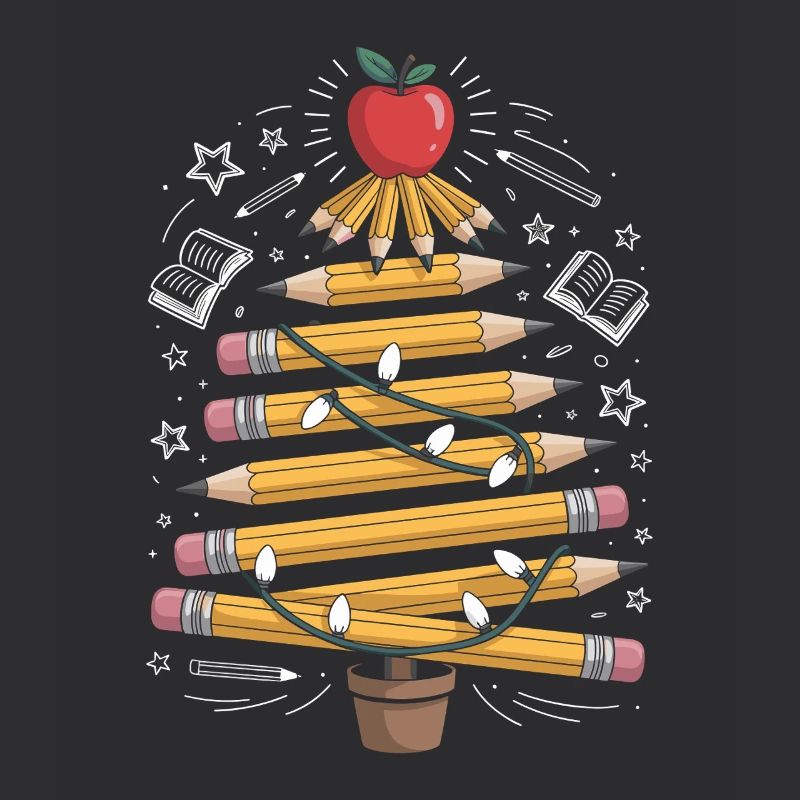 Buntstift Baum mit Lichterkette