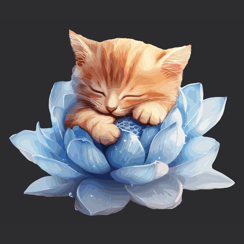 Kitten resting on blue succulents