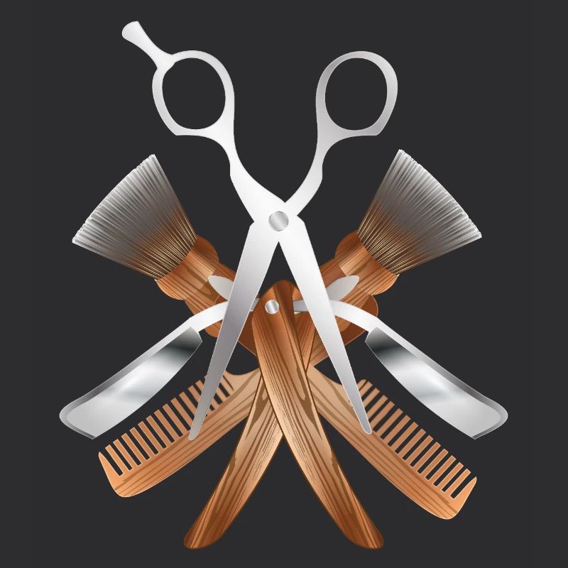Stylish barber motif with scissors and tools