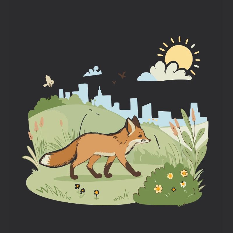 Fuchs auf der Wiese in der Sonne