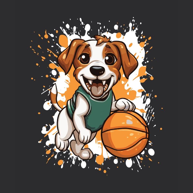 Le chien de basket dans le saut