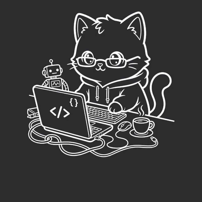 Coder Kawaii Katze Programmierer
