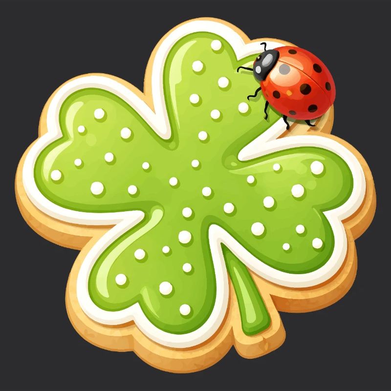 Shamrock Biscuit with Ladybug
